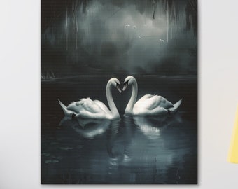 Dark Swans Canvas Print: Victorian Gothic Wall Art