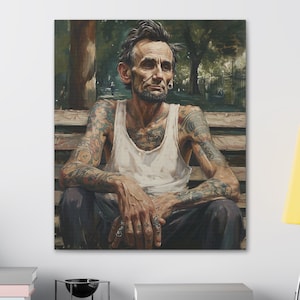 Funny Abraham Lincoln Art, Abraham Lincoln Painting, Funny Decor, Canvas Wall Art, Office Decor, Funny Gift, 4th of July Art