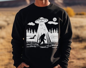 Bigfoot Lochness UFO Sweatshirt: Sasquatch Alien Camping Gift