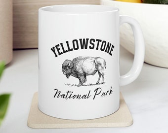 Yellowstone National Park Coffee Mug: Buffalo Design, Ceramic 11oz