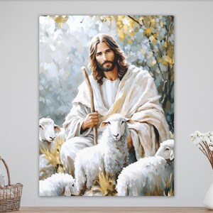 Jesus the Shepherd Canvas Print: Religious Christian Wall Art