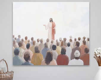 Jesus Teaching Canvas Print: Christian Home Decor, Easter Gift