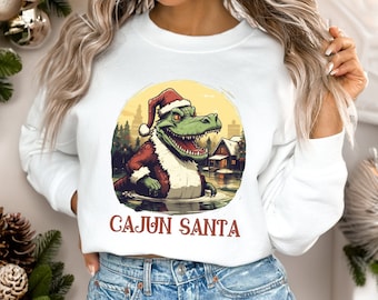Cajun Santa Alligator Christmas Sweater: Louisiana Holiday Shirt