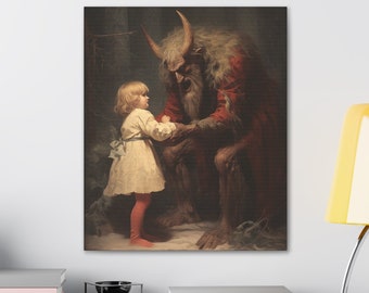 Krampus Christmas Canvas Art: Creepy Holiday Decor
