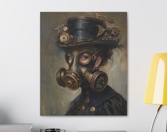 Victorian Lady Gas Mask Canvas Art: Funny Gothic Bathroom Decor