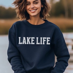 Lake Life Sweatshirt: Unisex Cotton-Blend Lake Vacation Crewneck