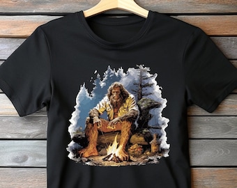 Funny Bigfoot Camping T-Shirt: Sasquatch Campfire Tee