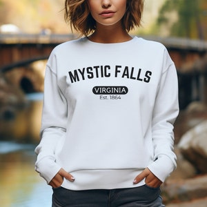 Mystic Falls Virginia Crewneck Sweatshirt - Vampire Fan Gift
