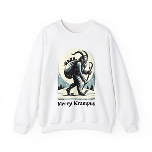 Merry Krampus Sweatshirt: Gothic Horror Christmas Sweater White