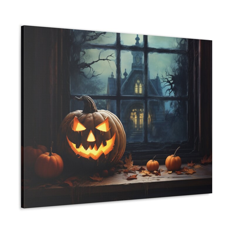 Jack O Lantern Oil Painting Canvas: Gothic Halloween Wall Art - Etsy