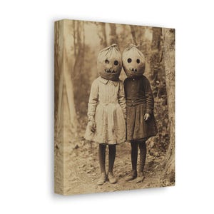 Creepy Children Halloween Canvas: Vintage Halloween Wall Art image 2