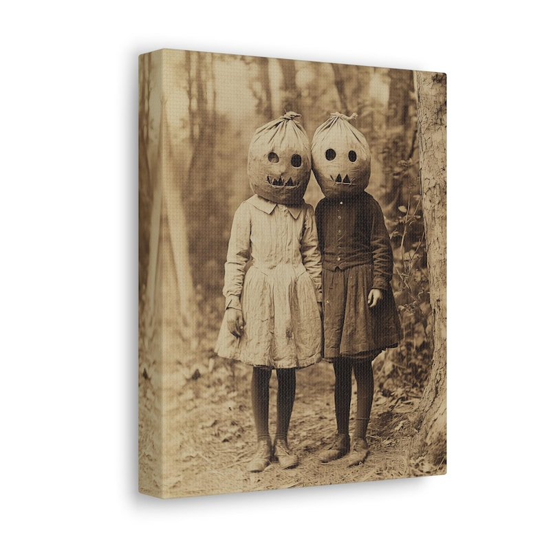 Creepy Children Halloween Canvas: Vintage Halloween Wall Art image 2