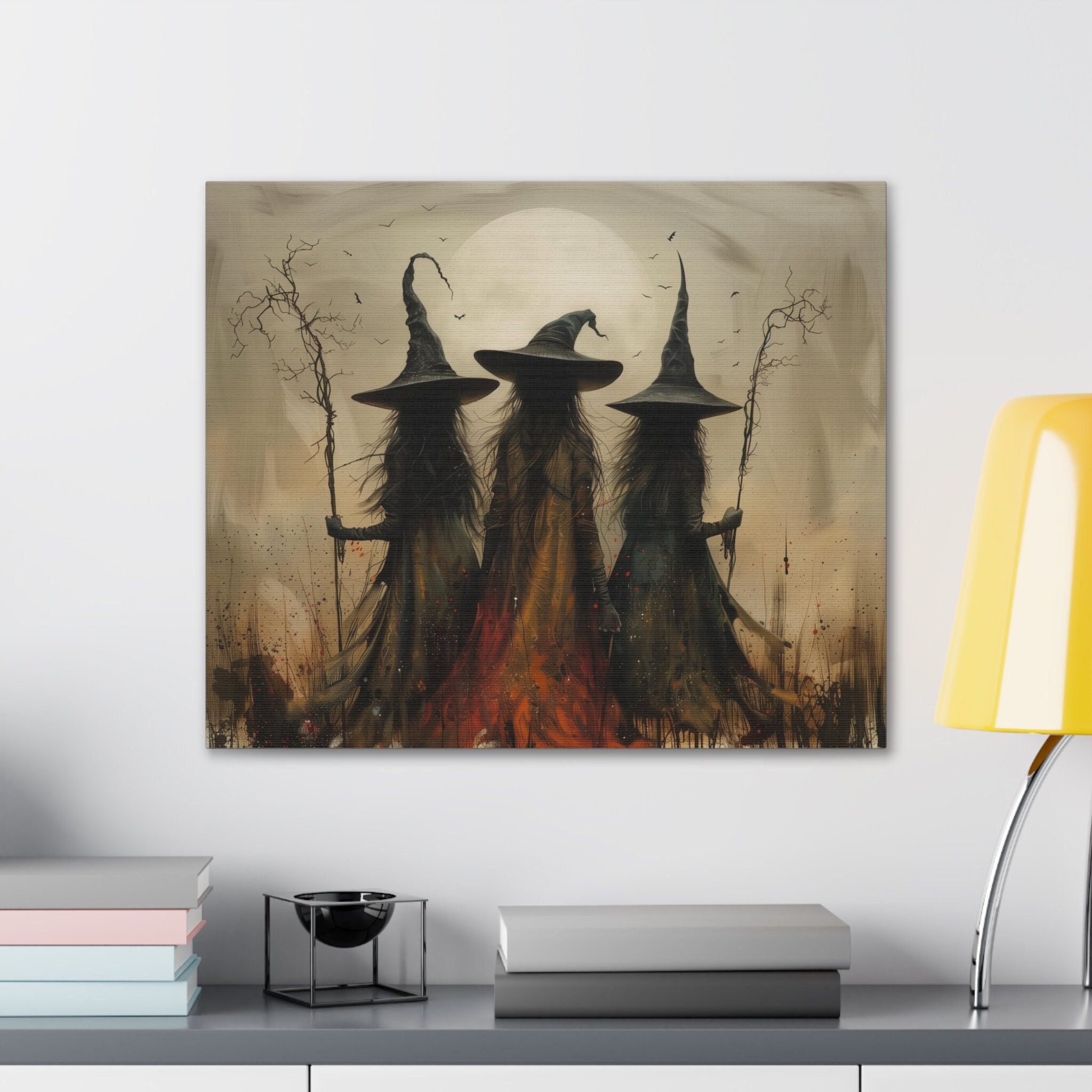 Three Witches Canvas Art: Vintage Gothic Halloween Decor - Etsy Israel