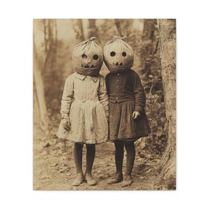 Creepy Children Halloween Canvas: Vintage Halloween Wall Art image 5