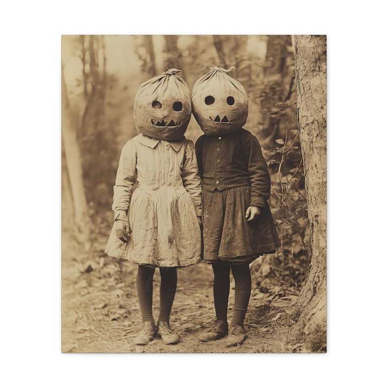Creepy Children Halloween Canvas: Vintage Halloween Wall Art image 5