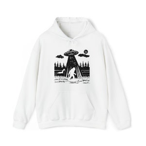 Bigfoot Lochness UFO Hoodie: Sasquatch Alien Sweatshirt White