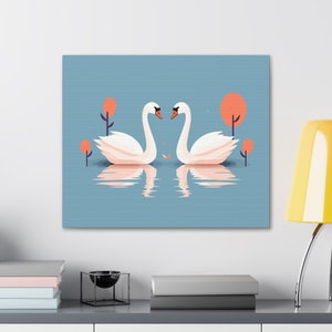 Swan Nursery Canvas Art: Elegant Swans Print, Baby Room Decor