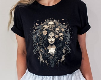 Whimsigoth Skull T-Shirt: Dark Academia Goth Clothing