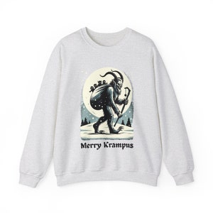 Merry Krampus Sweatshirt: Gothic Horror Christmas Sweater Ash