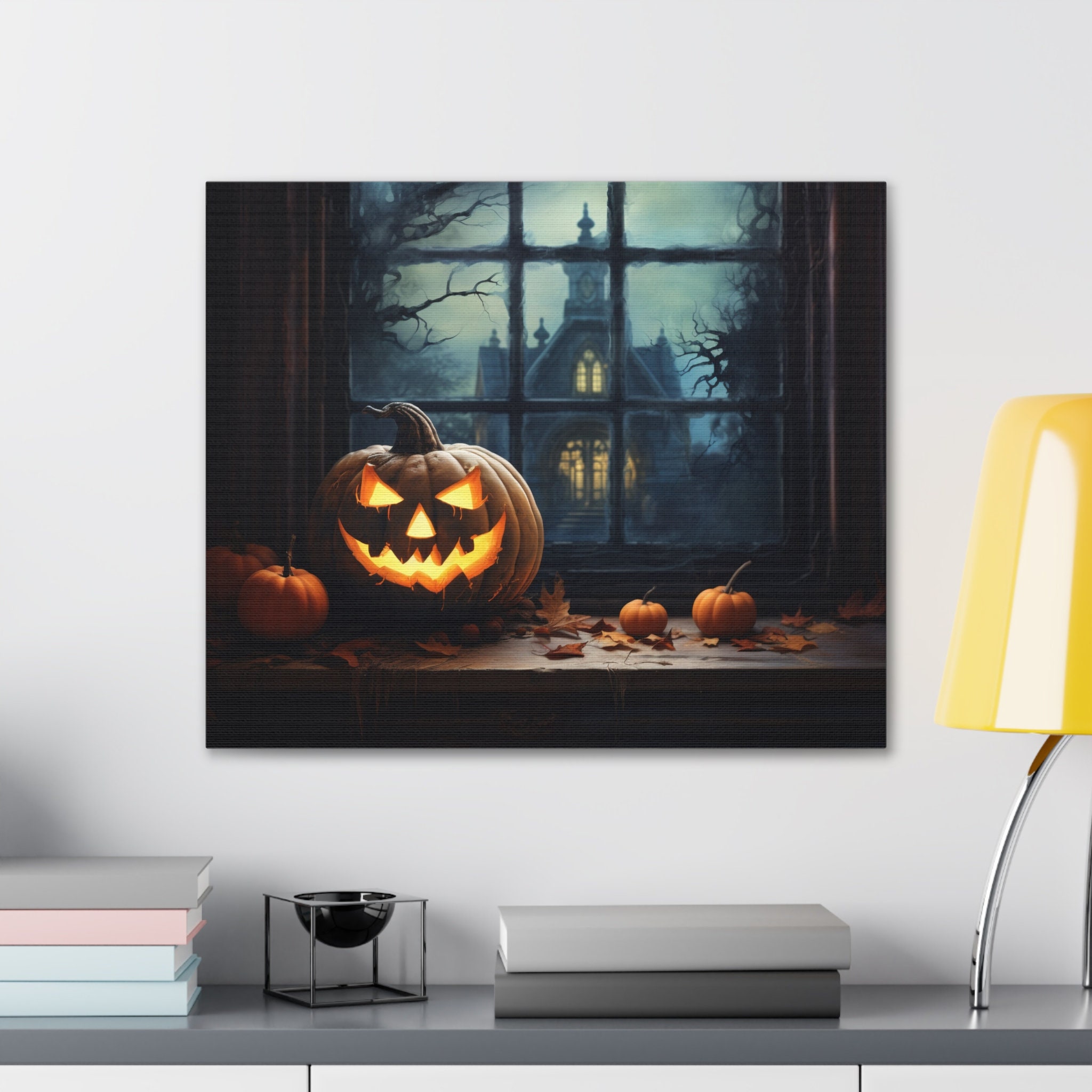 Jack O Lantern Oil Painting Canvas: Gothic Halloween Wall Art - Etsy