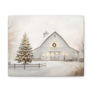 Rustic Christmas Barn Canvas Print: Farmhouse Holiday Wall Art image 4