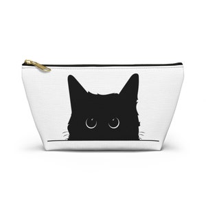 Black Cat Accessory Pouch, Travel Accessory Bag, Cat Makeup Bag, Funny Toiletry Bag, Charger Pouch, Toiletry Pouch, Makeup Pouch