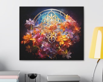 Flower of Life Canvas Art: Torus Sacred Geometry Wall Decor