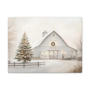 Rustic Christmas Barn Canvas Print: Farmhouse Holiday Wall Art image 5