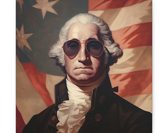 George Washington in Sunglasses Canvas Wall Art: Funny Home Decor
