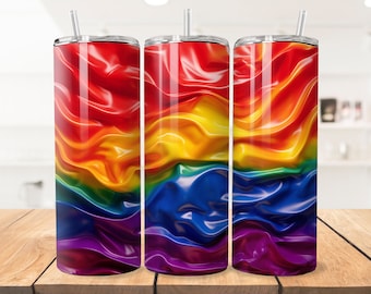 3d Gay Pride Flag Tumbler Wrap PNG Gay Pride Sublimation Design Digital Download Gay Pride Flag Tumbler Design 20oz Skinny Tumbler Wraps