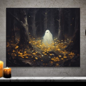 Ghost In The Forest Wall Art Halloween Decor Gothic Art Dark Academia Haunting Ghost Vintage Oil Painting Canvas Wall Art Wall Decor