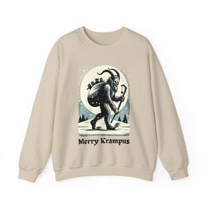 Merry Krampus Sweatshirt: Gothic Horror Christmas Sweater Sand