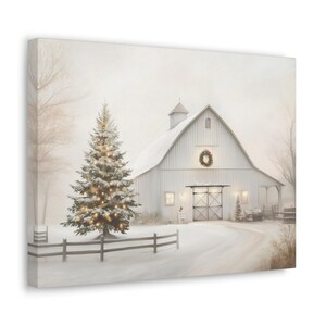 Rustic Christmas Barn Canvas Print: Farmhouse Holiday Wall Art image 6