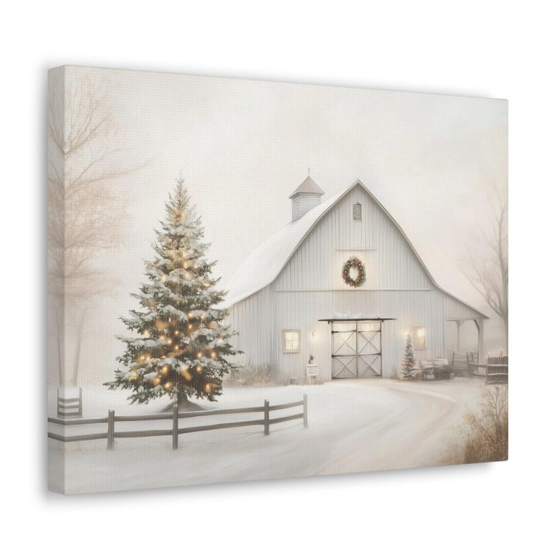 Rustic Christmas Barn Canvas Print: Farmhouse Holiday Wall Art image 6
