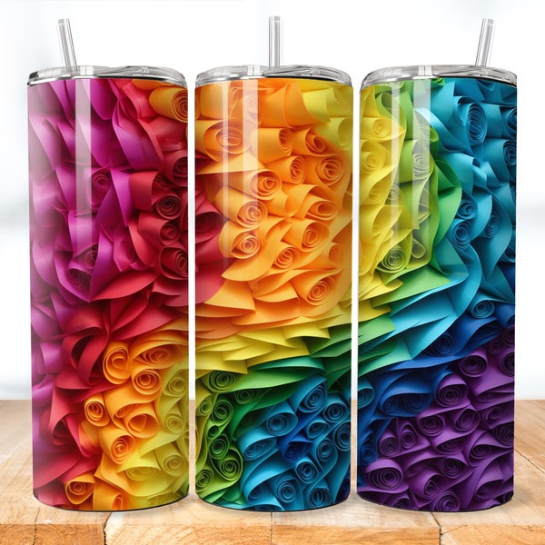 3d Gay Pride Flag Tumbler Wrap PNG Gay Pride Sublimation Design Digital Download Gay Pride Flag Tumbler Design 20oz Skinny Tumbler Wraps