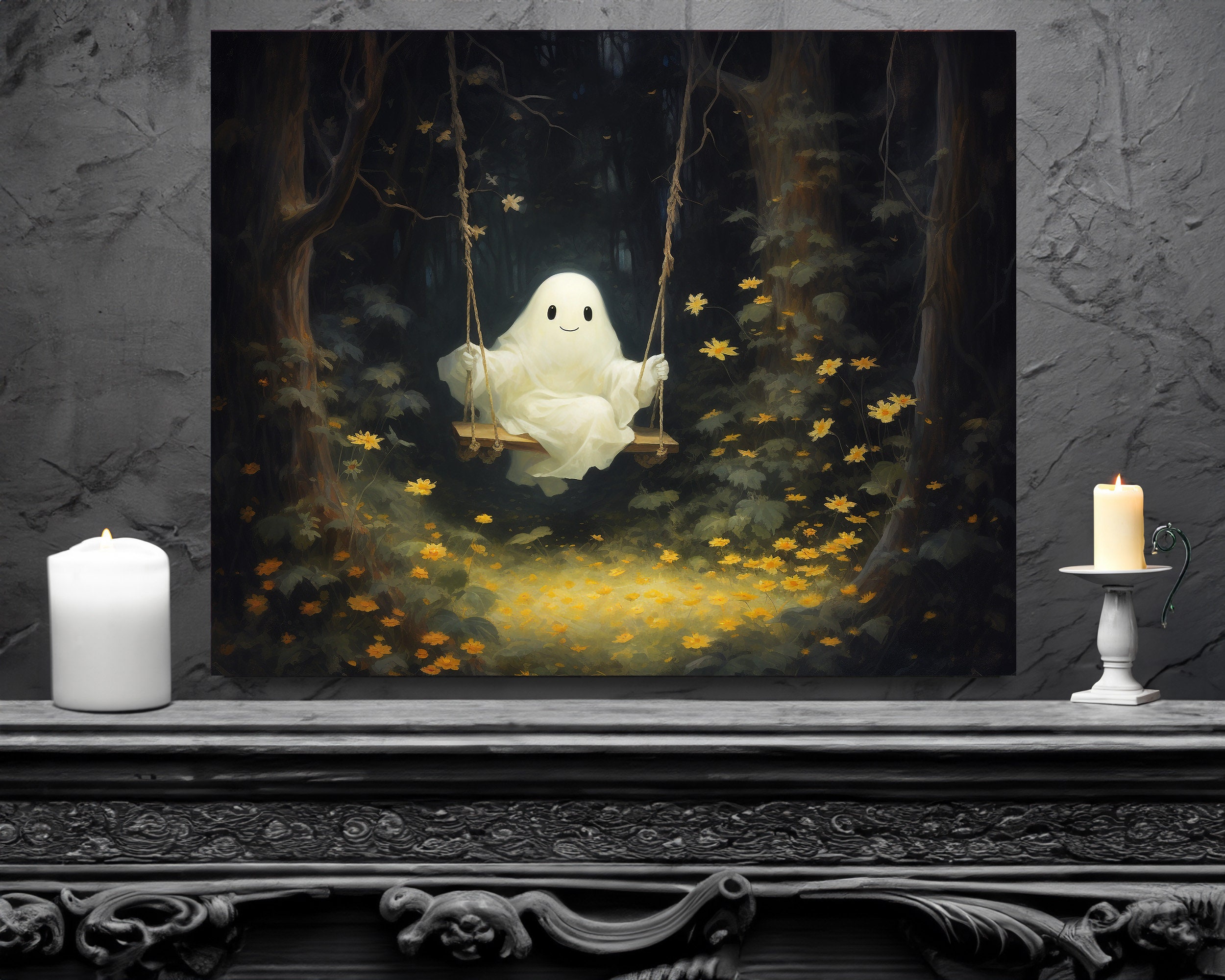  Fchen art Ghost on Couch Wall Art Halloween Decor Gothic Art  Dark Academia Haunting Ghost Vintage Picture Gothic Wall Art Vintage Witch  Occult Print Poster Witchy Decor Academia Witchy Wall Decor