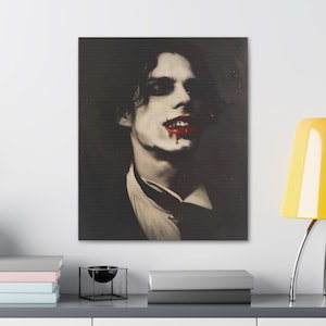 Vampire Vintage Photo Canvas: Gothic Halloween Wall Art
