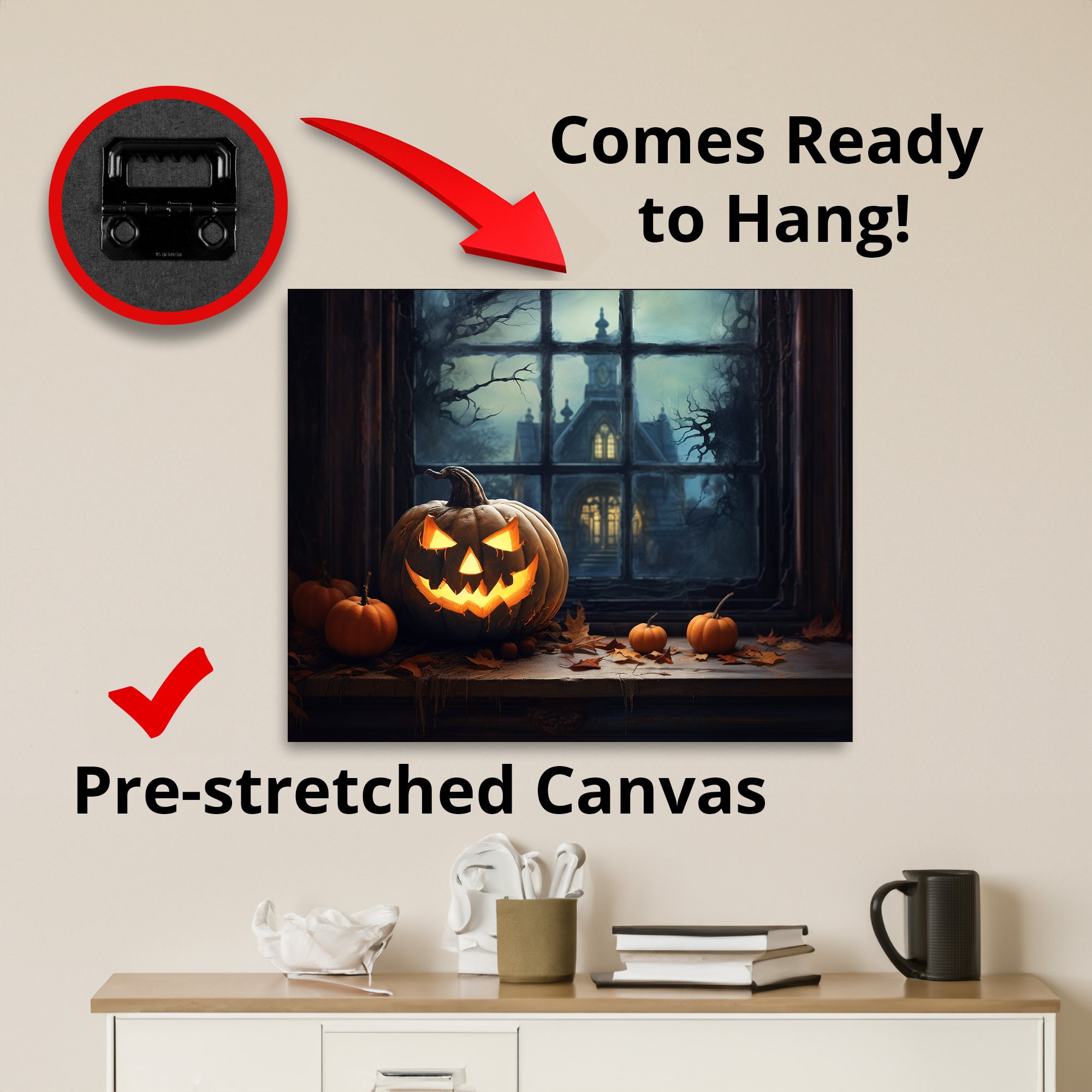 Jack O Lantern Oil Painting Canvas: Gothic Halloween Wall Art - Etsy
