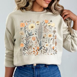 Wildflower Print Sweatshirt: Unisex Floral Crewneck Sweater