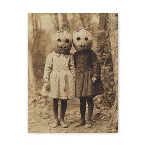 Creepy Children Halloween Canvas: Vintage Halloween Wall Art image 3