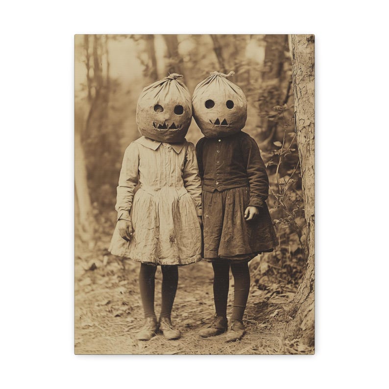 Creepy Children Halloween Canvas: Vintage Halloween Wall Art image 3