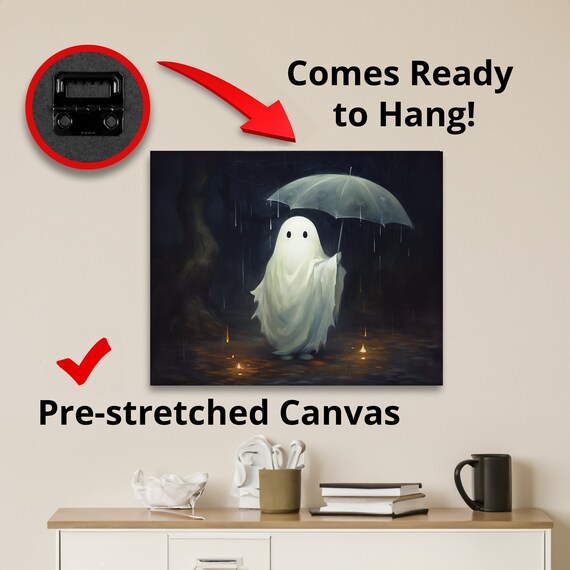 Ghost in Rain Canvas Wall Art: Gothic Halloween Decor - Etsy Israel