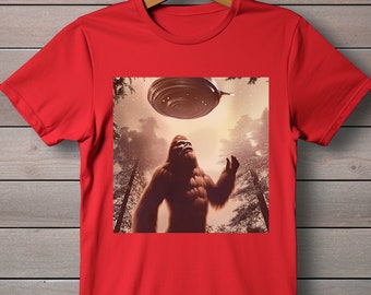 Bigfoot UFO T-Shirt: Funny Sasquatch Camping Tee