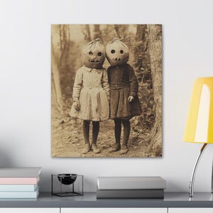 Creepy Children Halloween Canvas: Vintage Halloween Wall Art image 7