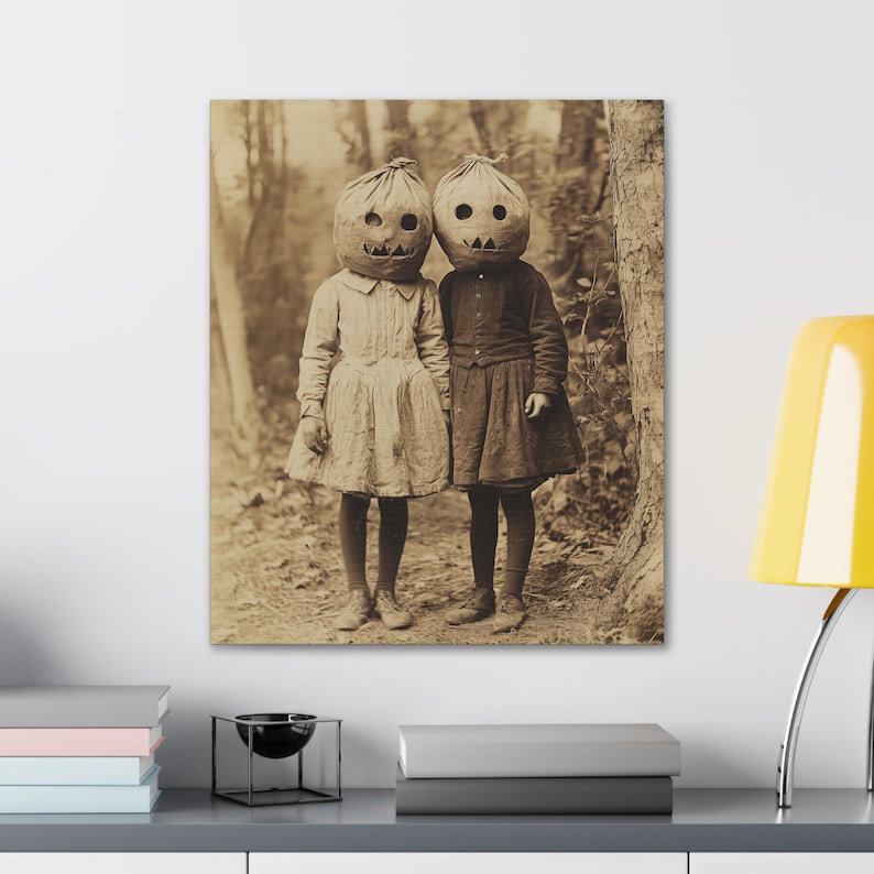 Creepy Children Halloween Canvas: Vintage Halloween Wall Art image 7