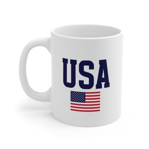 USA Flag Coffee Mug: Patriotic 4th of July Gift (11 oz)