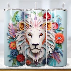 Tumbler con stampa 3D a forma di leone: design a sublimazione (PNG, PDF)