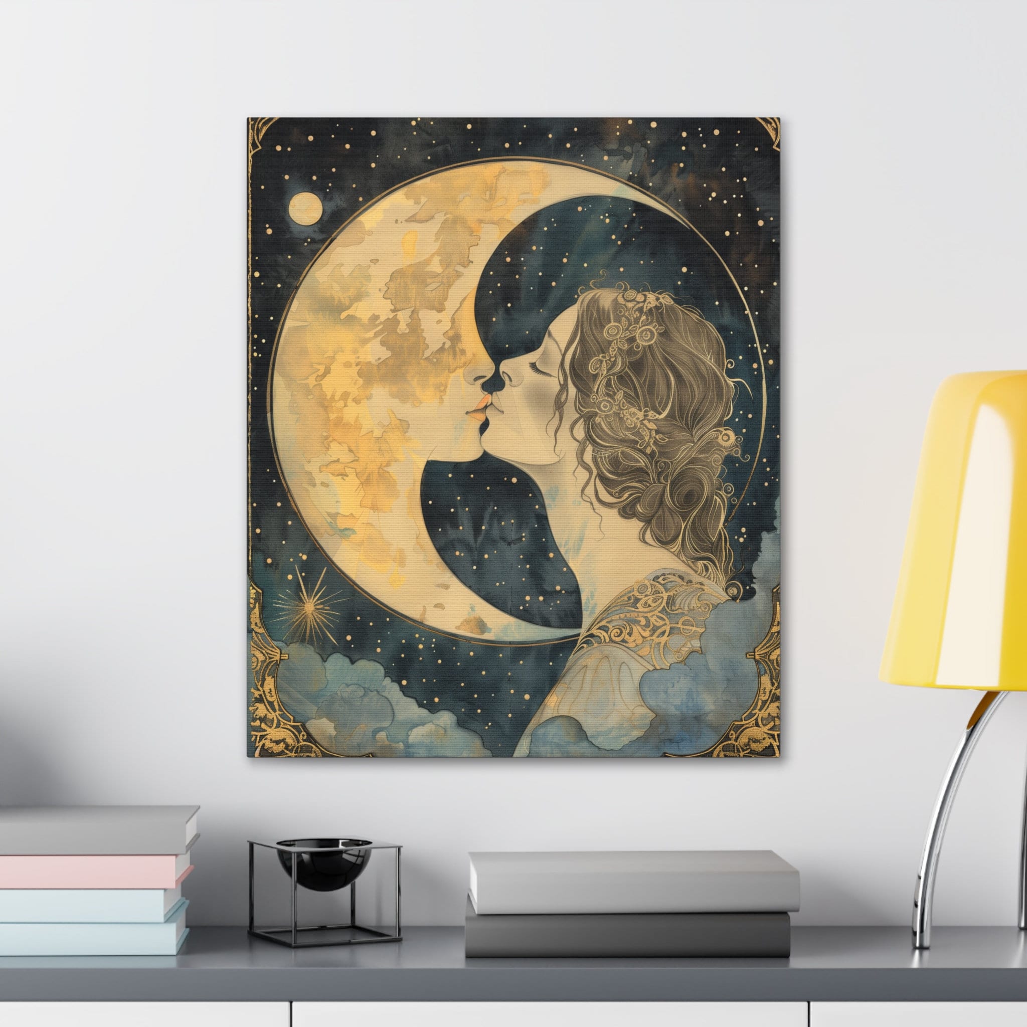 Art Nouveau Woman Kissing Moon Canvas Print: Vintage Goddess Wall Art - Etsy, image size:2048x2048