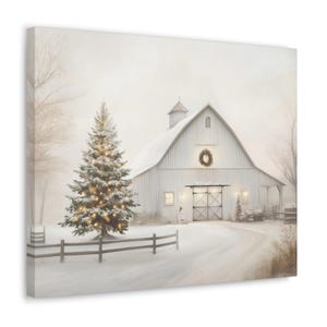 Rustic Christmas Barn Canvas Print: Farmhouse Holiday Wall Art image 8
