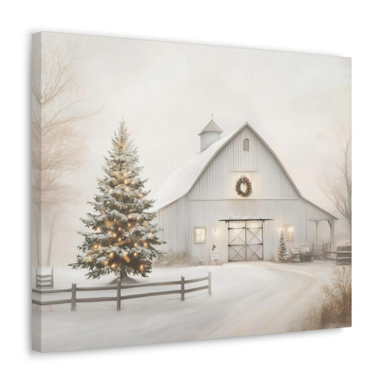 Rustic Christmas Barn Canvas Print: Farmhouse Holiday Wall Art image 8